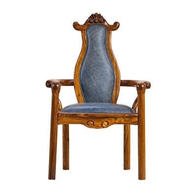 China Modern Convertible Ebony Wood Carving Chair Solid Wood With Back Armrests Book Chair Computer Chair Leather Dining Furniture for sale