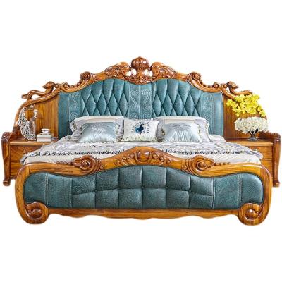 China Elegant Genuine Leather Bed Upholstered King Size Beds Designer Furniture Bed for sale