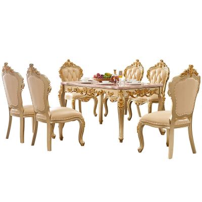 China Dining (Other) Red Sandalwood Dining Table Square Champagne Table Long Dining Table Adjustable European Gold Marble Chair Combination for sale