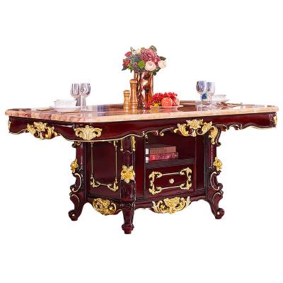 China Luxury Villa Rectangular Dining Table Square Table (Other) Adjustable European Marble Dining Table and Red Sandalwood Chairs Combination 2m/2.2m for sale