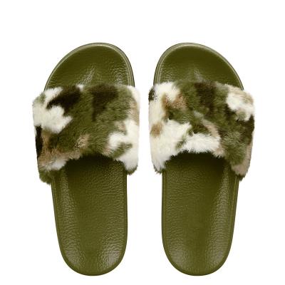 China Wholesale Custom Made Women Womans Outdoor Fur Slippers Designer Logo Faux Plush Fashion Trend Slipper for sale