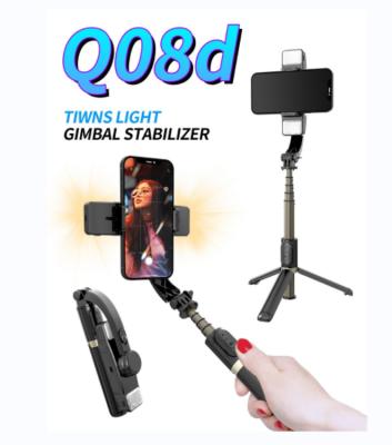 China Fold Q08d Hand Teeth Selfie Stick Mobile Phone Stabilizer Head Built-in Tripod for sale