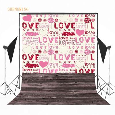 China Heart Seamless Valentine's Day Romantic Love Floor Wedding Photo Background Wooden Studio Photography Backdrops for sale