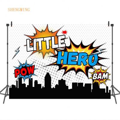 China Seamless Superhero Party Decoration Pop Up Photo Background Banner Birthday Photography Backdrops for sale