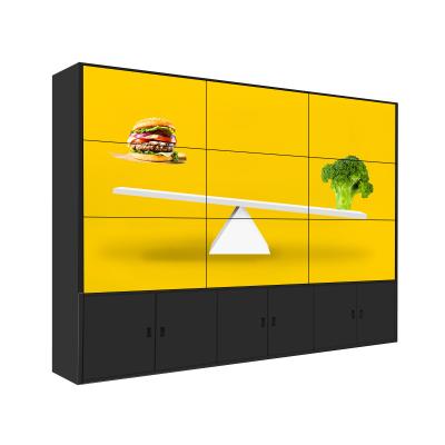 China Indoor Floor Stand 46 49 55 Inch 3.5mm Curved LCD Video Wall Seamless Narrow Bezel Splicing Screen for sale