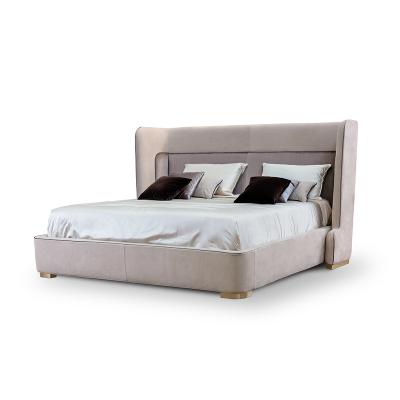 China Chinese hot sale beige bedroom storage supplier leather lightweight luxury bed for sale