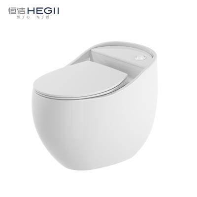 China Double-flush HEGII Water Saving Floor Doubles Round Trap Flush One Piece Bathroom Sanitary Ware Round Egg Shaped WC Ceramic Toilet Bowl for sale