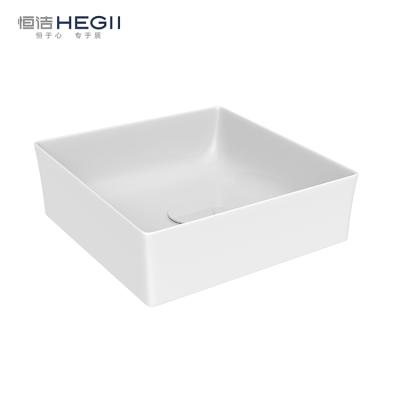 China HEGII Modern High Quality Matte Color Table Top Hand Basin Bathroom Ceramic Rectangular Modern Small Sink For Hotel Bathroom 4star for sale