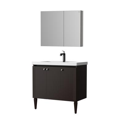 China HEGII European Modern Solid Wood Mirrored Bathroom Durable Sink And Cabinet Combo for sale