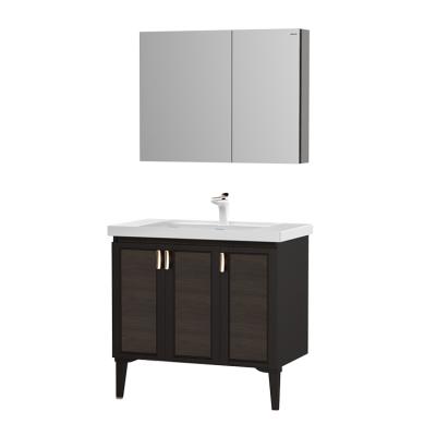 China Durable HEGII China Factory Supplies Modern Solid Wood Basin Cabinet Bathroom Vanity With Mirror for sale