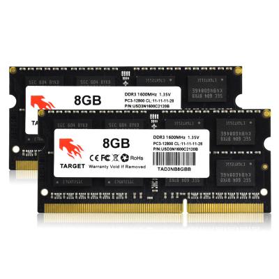 China DDR3-L TARGET SODIMM laptop low voltage 1.35V ddr3 computer memorization 4GB RAM / 8GB 1600MHZ laptop ddr3 RAM 8gb RAM for sale