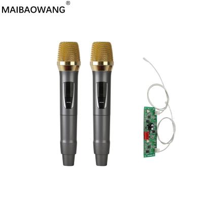 China Handheld Microphone 2 UHF Handheld Wireless Microphone with PCB Receiver for Cart Speaker for sale