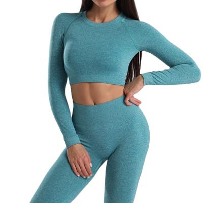 China Yoga Sports Fitness Breathable Two-piece Suit High-elastic Tight-fitting Running With Navel Short Two-piece Suit/Only Top Pants/Only for sale