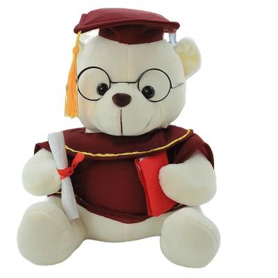 China Cute and Sensitive Animal Plush Toy Customized Best Graduation Gift Glasses Bachelor Hat Wholesale Plush Toy Glasses Bear for sale