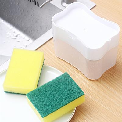 China Foam Soap Dispenser Premium Quality 2 In 1 Hand Press Dish Wash Soap Pump Dispenser Liquid Sponge Cart Holder For Kitchen for sale