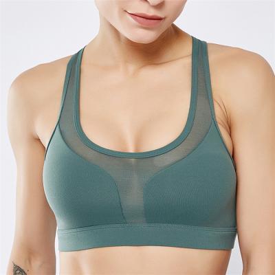 China Breathable High Quality Cheap Stretch Yoga Bra Full Cover Neck Fitness Women Sports Bra Top for sale