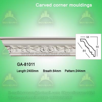 China Factory Price PU Foam Carved Crown Cornice Mouldings for sale