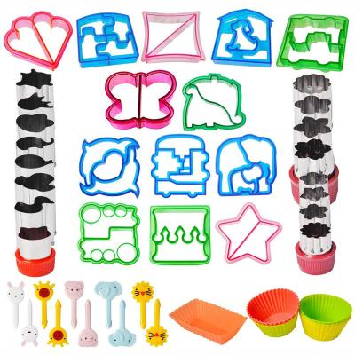 China Wholesale 52pcs Sustainable Plastic Sandwich Cookie Fruit Vegetable Toast Cutters Set With Bun Cups for sale