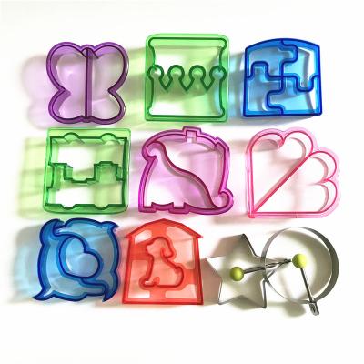 China 10pcs Food Grade Sandwich Toast Bread Cutters Viable Plastic Fried Egg Mold DIY Metal Baking Tool Kit for sale