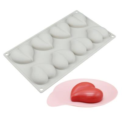 China 8 Cavity French Stocked Peach Heart Shape Silicone Dessert Mousse Mold for Pastry Baking and Fondant Cake Decorating Chocolate Making for sale