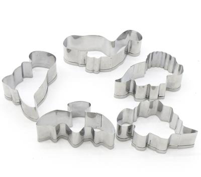 China Sustainable 5pcs Dinosaur Stainless Steel Biscuit Cookie Cutting Molds For DIY Baking for sale