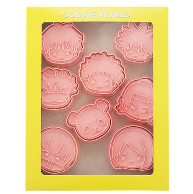 China Stocked 8 Pieces Cutters Fondant Cookie Cartoon Embossing Mini Mold 3D Funny Cookies Punches Baking Set for sale