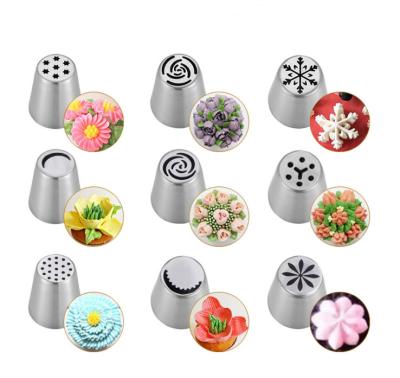 China Sustainable 304 Stainless Steel Tips Russian Cookie Cake Icing Piping Nozzles Decorating Baking Tools for sale