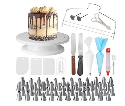 China Sustainable Wholesale 74pcs Multi Purpose Food Grade DIY Plastic Cake Turntable Set Baking Decorating Kit for sale