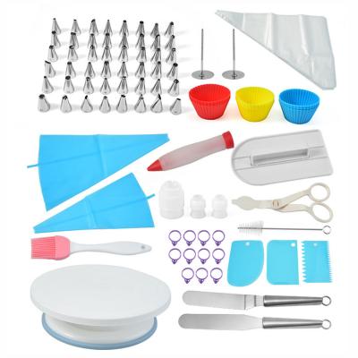 China 119pcs Top Quality Sustainable Plastic Cake Turntable DIY Rotating Decorating Baking Tool Kit for sale