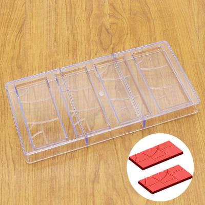 China Sustainable Rectangle Shape 5 Cavity Fondant Cake Candy Molds 3D Clear Plastic Chocolate Mold For Baking for sale