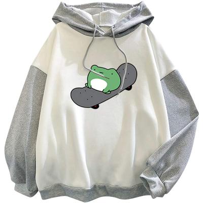 China Street fashion color couples skateboarding anti-shrink printing top hoodie stitching casual anime hoodie for sale