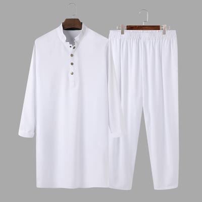 China Rayon Solid Color Stand Collar Long Sets Moroccan Islamic Clothing Men Turkish Pants for sale