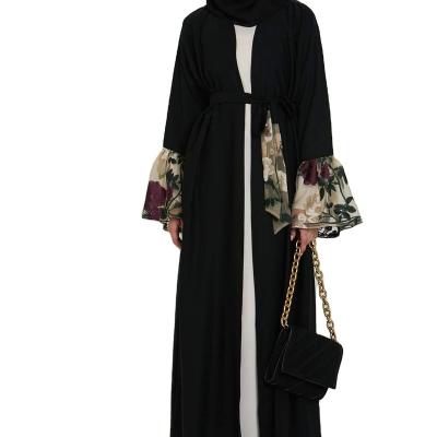 China Rayon OEM Customized 2021 Open Front Women Modern Muslim Islamic Clothing Kimono Latest Cardigan Embroider for sale