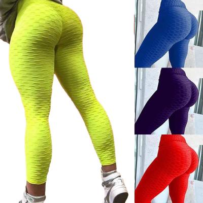 China Trade Sweat-Wicking 2020Foreign Europe And America Hip Jacquard Yoga Pants Border Popular Bubble Pants Tight Slim Exercise Yoga Gaiters for sale