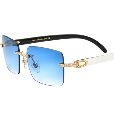 China High Quality Fashion Sunglasses Buffalo Horn Sunglasses Men Women New Adjust Diamond Gold Eyewear Frame For Female And Male Luxury for sale