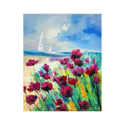 China Beautiful Hand Painted Modern Wall Art Canvas Painting of Flower Items for sale