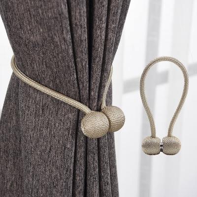 China Contemporary Curtain Tiebacks Magnetic Hooks Beads Rope Curtain Tiebacks Tassels Ball Curtain Rod Accessories Parts For Home Decoration for sale