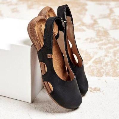 China New Fashion Trend Ladies Retro Slip-on Heel Slope Sandals Summer Casual Hot Buckle Non-slip Sandals 2021 Ladies Pumps Flat Shoes for sale