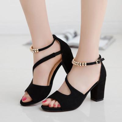 China Wholesale Custom Roman Thick Heel Sandals High Heel Women's Casual Logo Light Weight 2021 Summer New Fish Say Big Size Women's Lipstick Shoes for sale