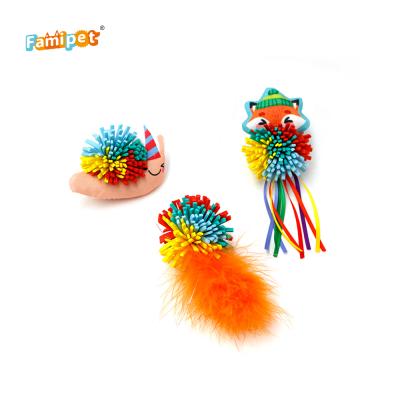 China Viable Colorful Design Cat Toy Profession Design Luxury Dress Up Flower Animal Cat Toy Ball for sale