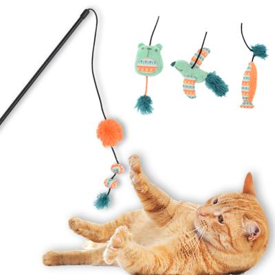 China Cat Toy Rotating Funny Stick Cat Interactive Viable Teasing Toy Fun Cat Toys for sale