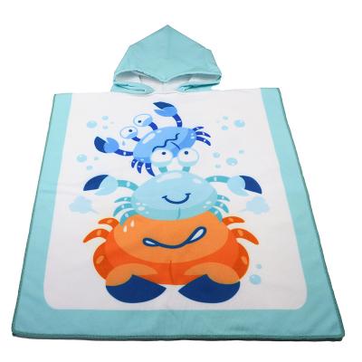 China Child Safe Custom Design Printed Hooded Baby Towel Poncho Kids Beach Towel for sale