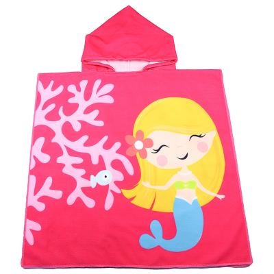 China Disposable Microfiber Cartoon Printing Hooded Beach Towel Bath Towel For Kids for sale