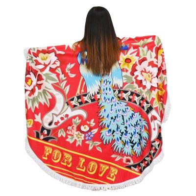 China Sustainable Quick Dry Digital Printing Multi-Use Custom Microfiber Round Beach Towel for sale