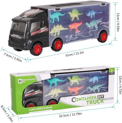 China 12 Pcs Dinosaurs Education Mini Smart Toy Truck With 12 Mini Dinosaurs Cars For Kids for sale