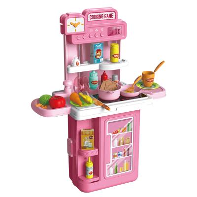 China DIY Pretend Game Shopping Dessert Playing House Dish Cart Water Pray Mist Light Sound Pretend Play Toys Cooking Kitchen Set For Kid for sale