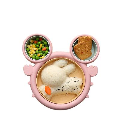 China Disposable Wheat Straw Baby Dinner Dishes Feeding Food Bamboo Kids Dish for sale