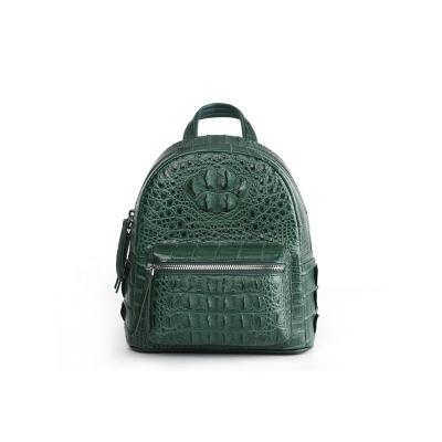 China Portable Cheap Size Unisex Green Medium Genuine Crocodile Small Quantity Backpack Leather Bag for sale