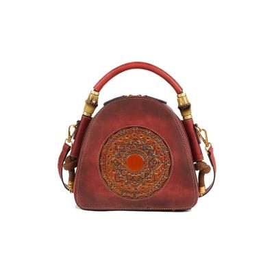 China Water Resistant Guangzhou Custom Designer Vegetable-tanned Leather Bags Embroidered Genuine Leather Women Handbags Lady Cross - Body Bag for sale