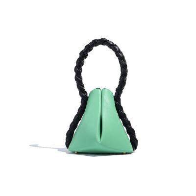 China New Portable Women Bag Handbags Ladies Fashion Mini Shoulder Bag Recycled PU With Braid Handle Cowboy Bag for sale